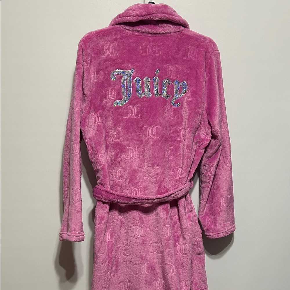 Juicy Couture Plush  wrap Robe with Sparkling Logo - Picture 6 of 6